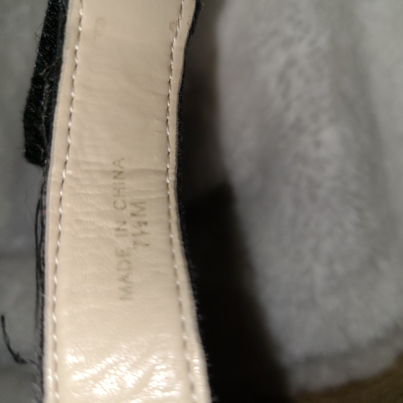 Marc Fisher S. 7.5 Black Suede Leather Tan Espadrille Wedges - Picture 8 of 11